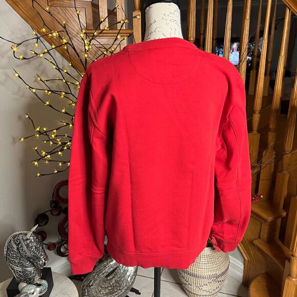 Lacoste Red Long Sleeve Outlined Big Croc Fleece Crewneck Sweater Men’s M - Picture 6 of 11
